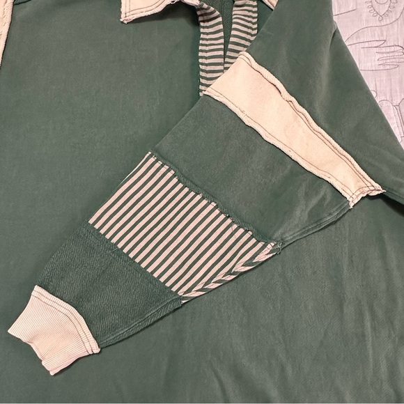 NWOT We The Free Clean Prep Polo Pullover Top S Oversized Striped - Picture 7 of 8